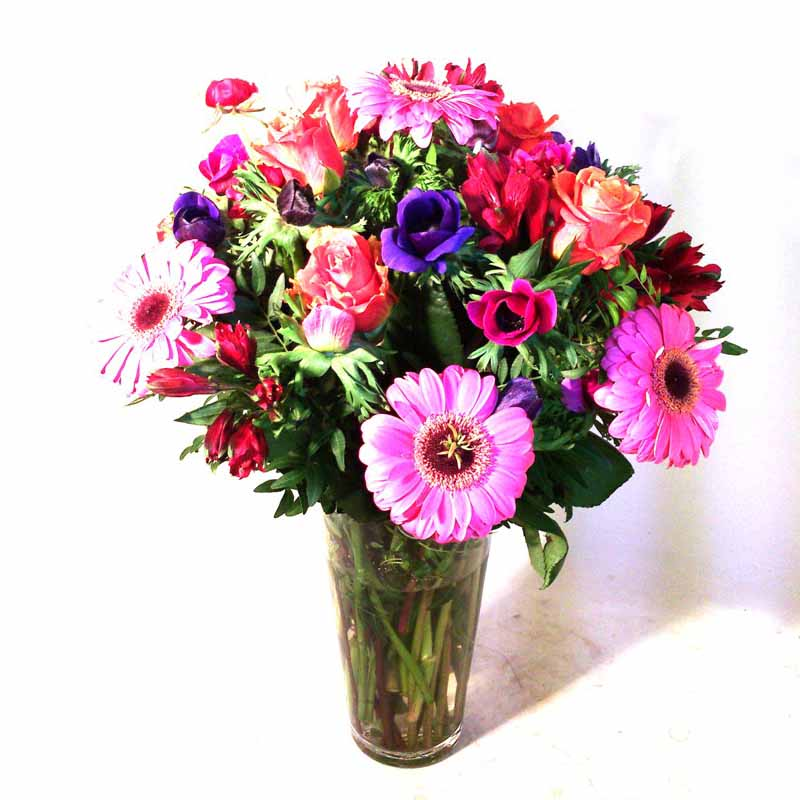 Vase  gerberas & anemones