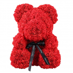 Foam plush, with artificial red roses, 25cm.