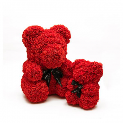 Foam plush, with artificial red roses, 25cm.