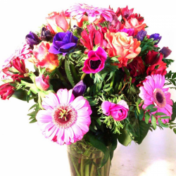 Vase of gerberas and anemones